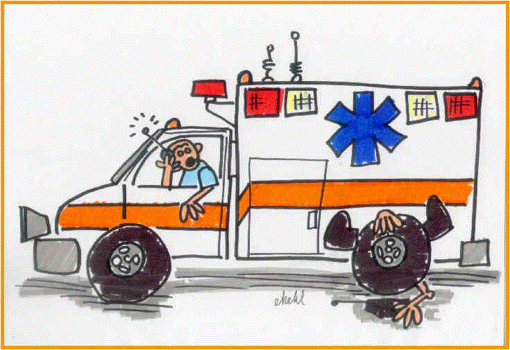 Be careful when you are around an ambulance